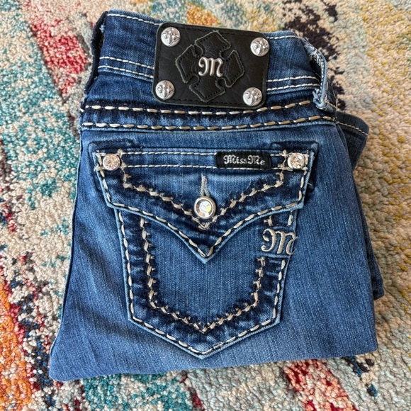 Miss Me Denim - Miss Me Rhinestone Flap Pocket Embroidered Bootcut Jeans